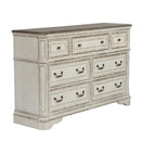 PLEASANT HOME COLLECTION-MAGNOLIA MANOR 7 DRAWER DRESSER AND MIRROR WHITE