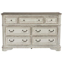 PLEASANT HOME COLLECTION-MAGNOLIA MANOR 7 DRAWER DRESSER AND MIRROR WHITE