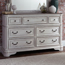 PLEASANT HOME COLLECTION-MAGNOLIA MANOR 7 DRAWER DRESSER AND MIRROR WHITE