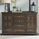PLEASANT HOME BIG VALLEY 5 PIECE COLLECTION BROWN QUEEN BED, DRESSER/MIRROR 5 DRAWER CHEST AND 2 DRAWER NIGHTSTANDNIGHTSTAND