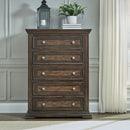 PLEASANT HOME BIG VALLEY 5 PIECE COLLECTION BROWN QUEEN BED, DRESSER/MIRROR 5 DRAWER CHEST AND 2 DRAWER NIGHTSTANDNIGHTSTAND