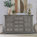 PLEASANT HOME COLLECTION-BIG VALLEY 2 DOOR 6 DRAWER DRESSER AND MIRROR GRAY