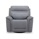 LUXE COLLECTION COOPER BLUE GRAY LEATHER SWIVEL POWER RECLINER