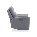 LUXE COLLECTION COOPER BLUE GRAY LEATHER SWIVEL POWER RECLINER