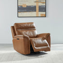 LUXE COLLECTION COOPER CAMEL LEATHER SWIVEL POWER RECLINER